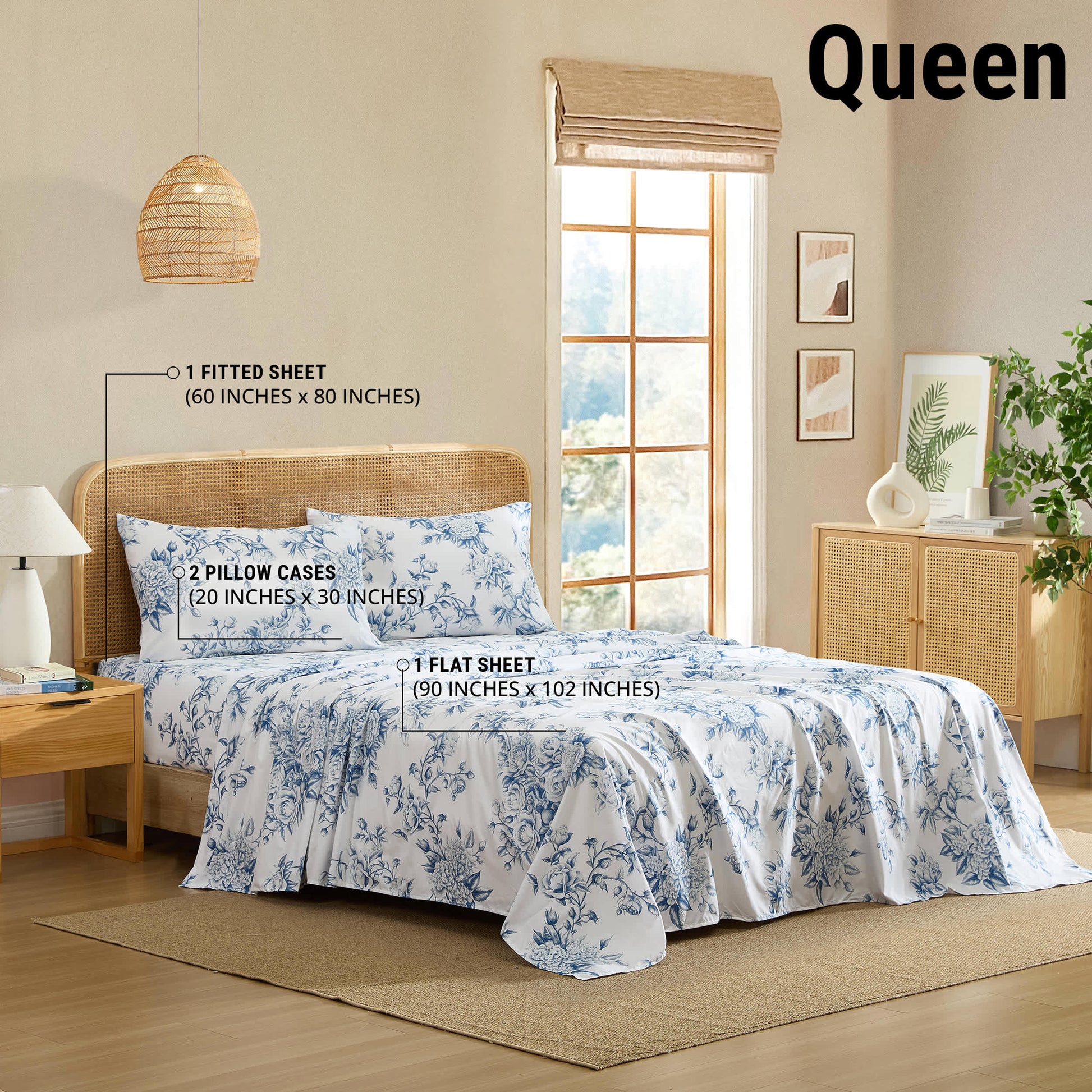 Rose Toile Blue-