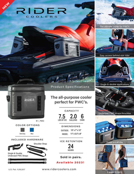 Single Cooler By Rider Coolers –  Fits All Pwc, Paddle Board, Kayak, Tubes, Bicycle Racks