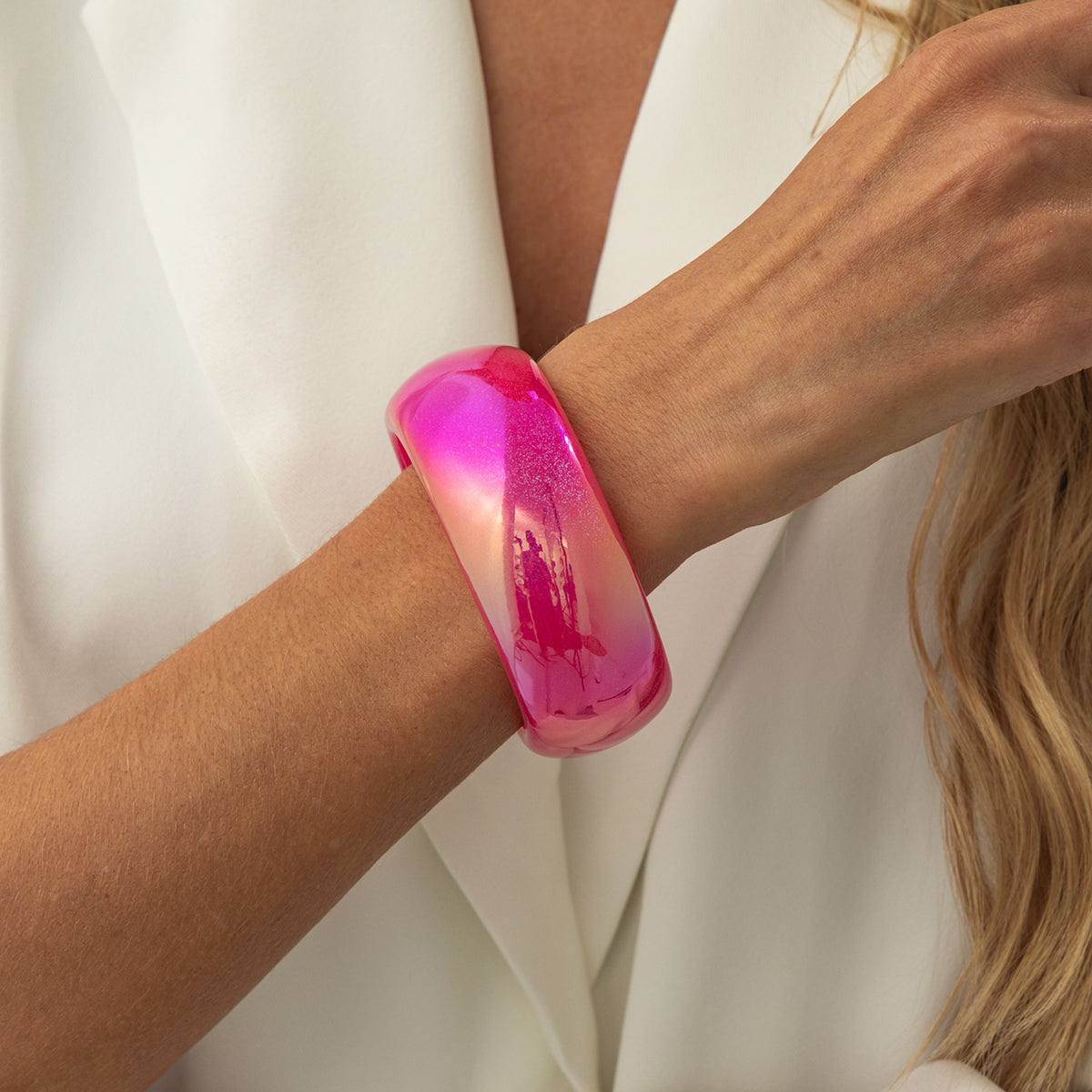Iridescent & Rose Resin Bangle