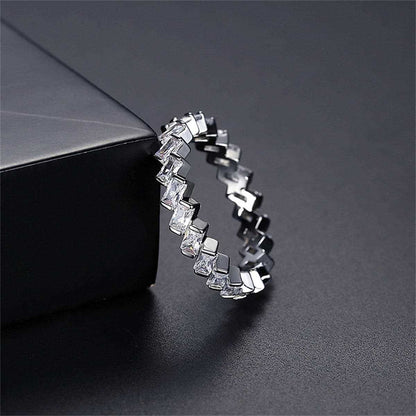Crystal & Silvertone Slated Baguette-Cut Band Ring-2