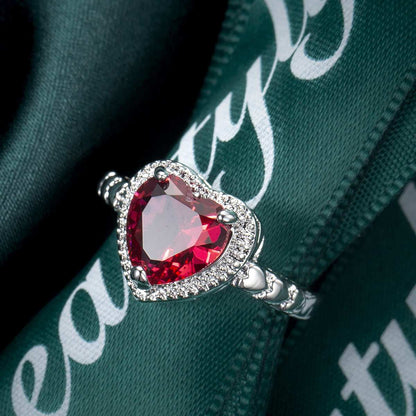 Rose Crystal & Silvertone Heart Ring