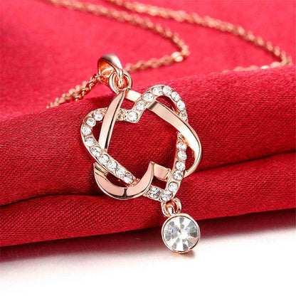 Cubic Zirconia & Rose Goldtone Crisscross-Heart Pendant Necklace
