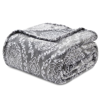 Elegant Comfort Printed Bed or Oversized Couch Blanket - Lightweight for All Season Warmth
