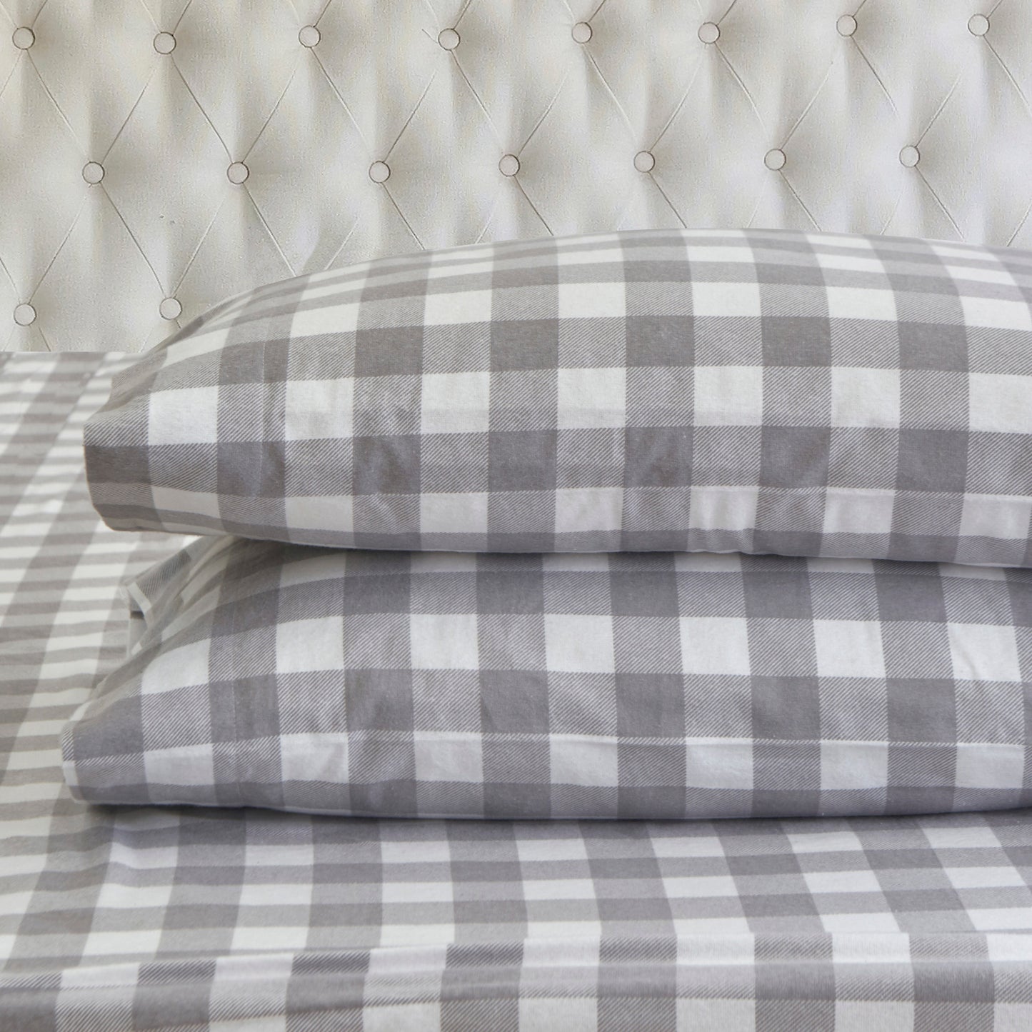 Elegant Comfort Buffalo Checkered Pattern - 100% Turkish Cotton Flannel, 4-Piece Flannel Sheet Set
