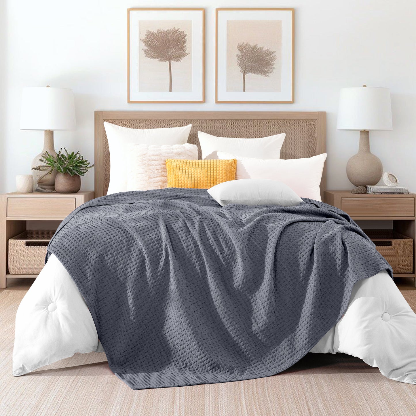 Elegant Comfort Cotton Waffle Blanket