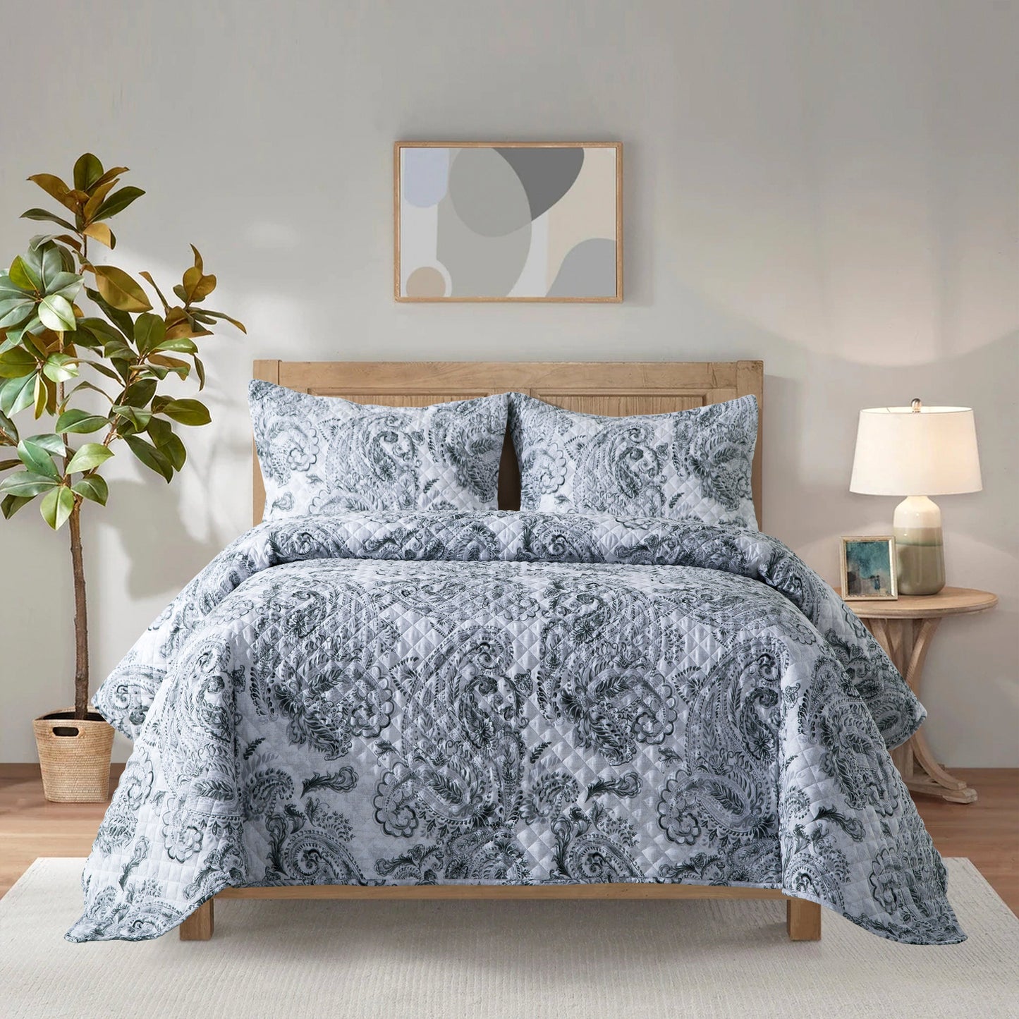 Elegant Comfort 3-Piece Paisley Quilted Reversible Bedspread Coverlet Set