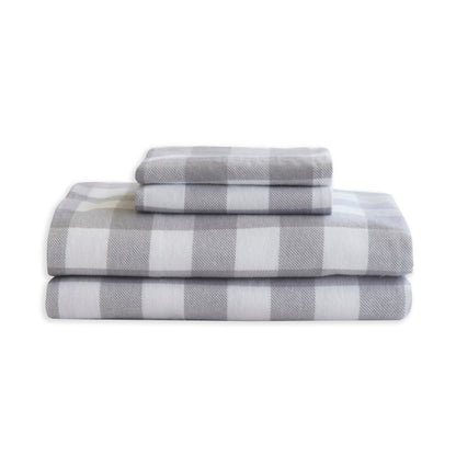 Elegant Comfort Buffalo Checkered Pattern - 100% Turkish Cotton Flannel, 4-Piece Flannel Sheet Set