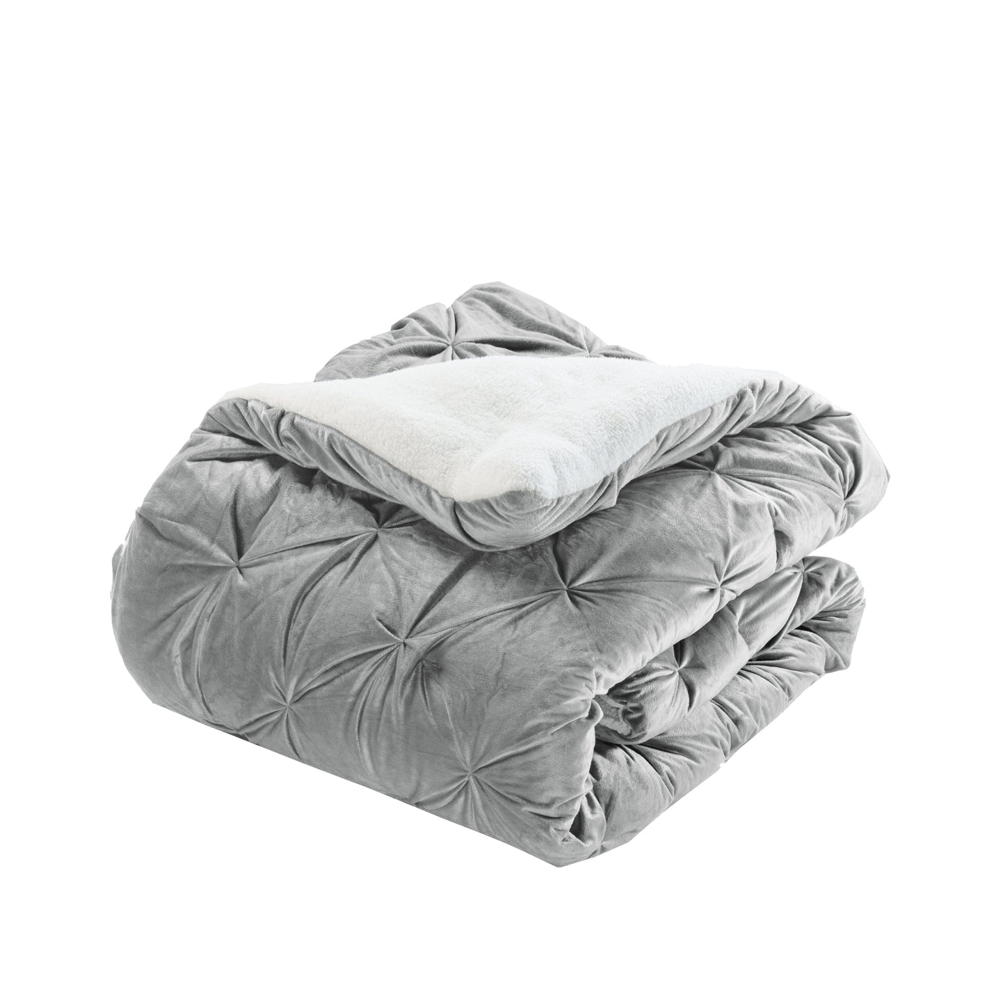 Elegant Comfort 3-Piece Pinch Pleated Micro-Suede Reversible Sherpa - Comforter Set