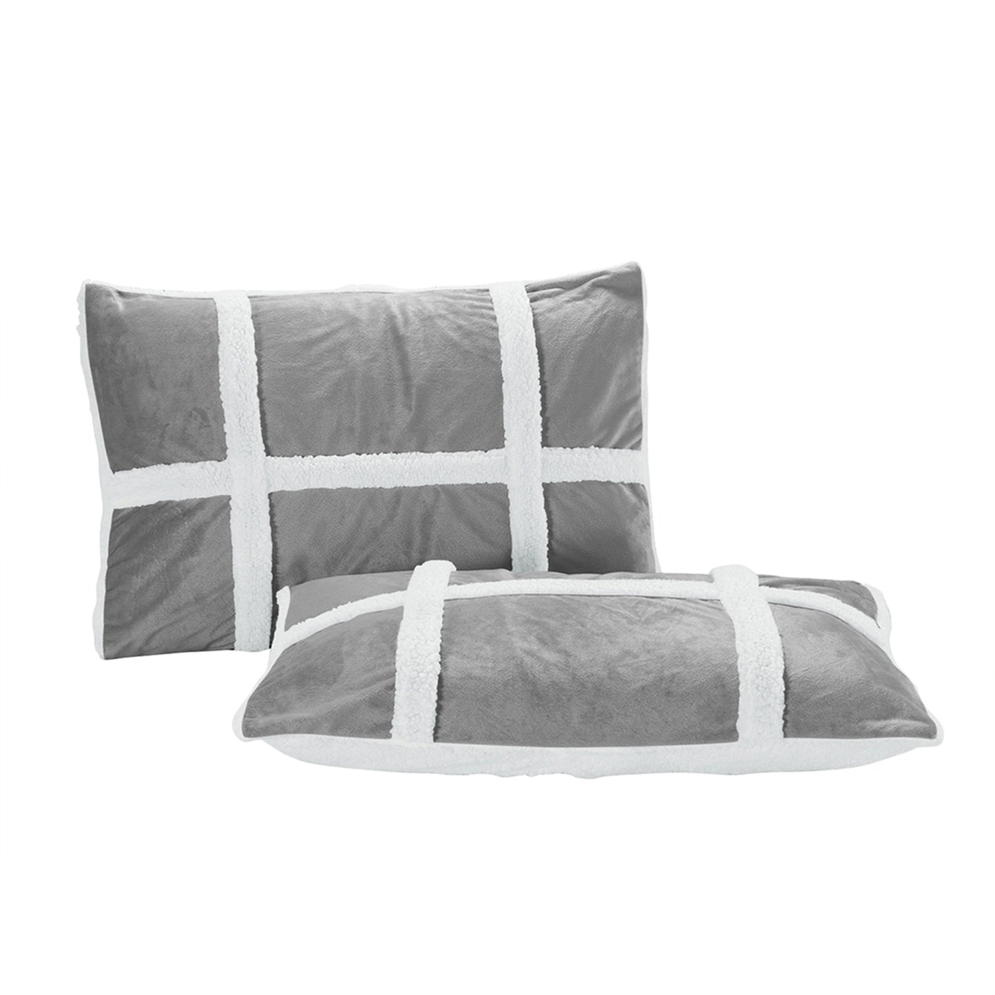 Elegant Comfort 3-Piece Stripe Micro-Suede Reversible Sherpa - Comforter Set