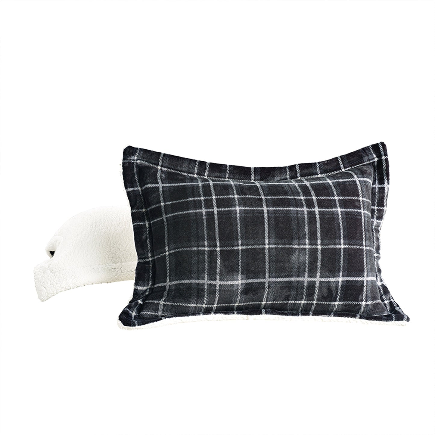 Elegant Comfort 3-Piece Plaid Micro-Suede Reversible Sherpa - Comforter Set