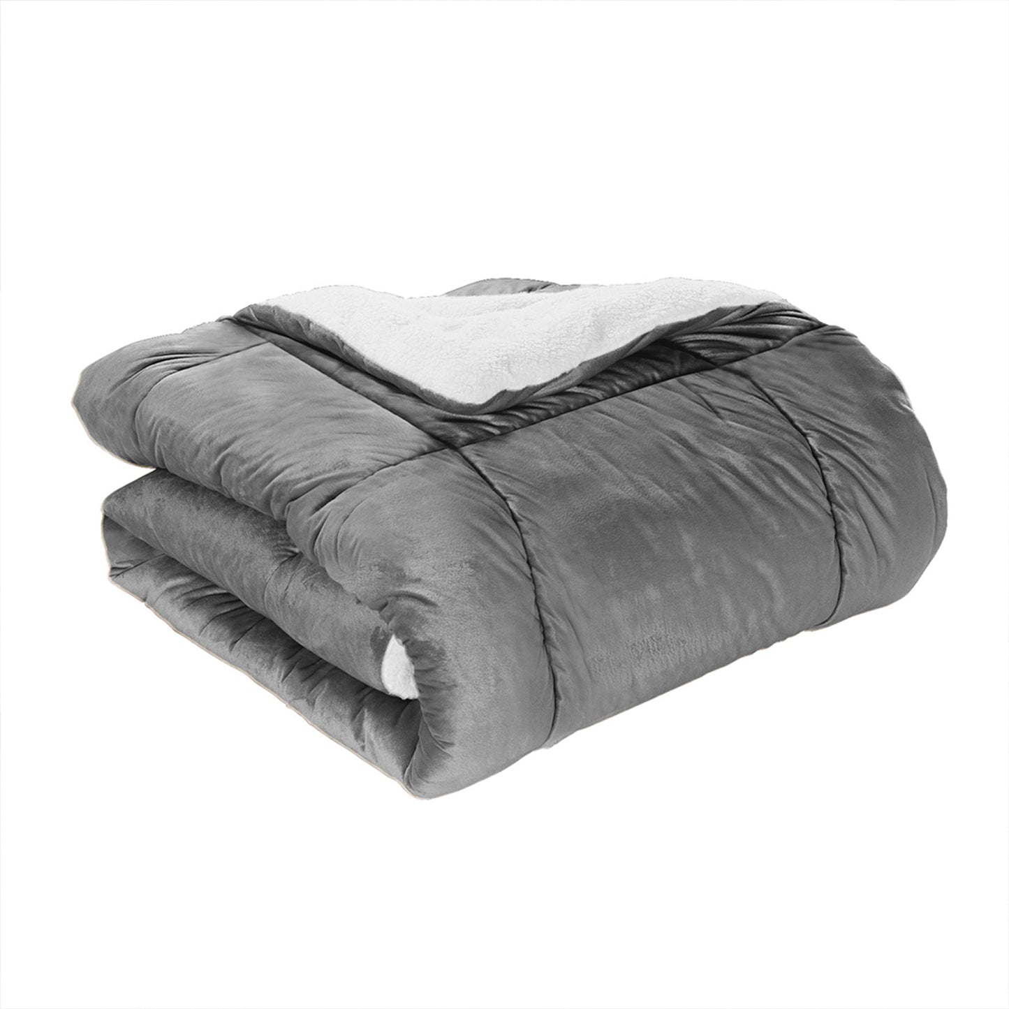 Elegant Comfort 3-Piece Micro-Suede Reversible Sherpa - Solid Color Design Comforter Set