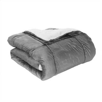 Elegant Comfort 3-Piece Micro-Suede Reversible Sherpa - Solid Color Design Comforter Set