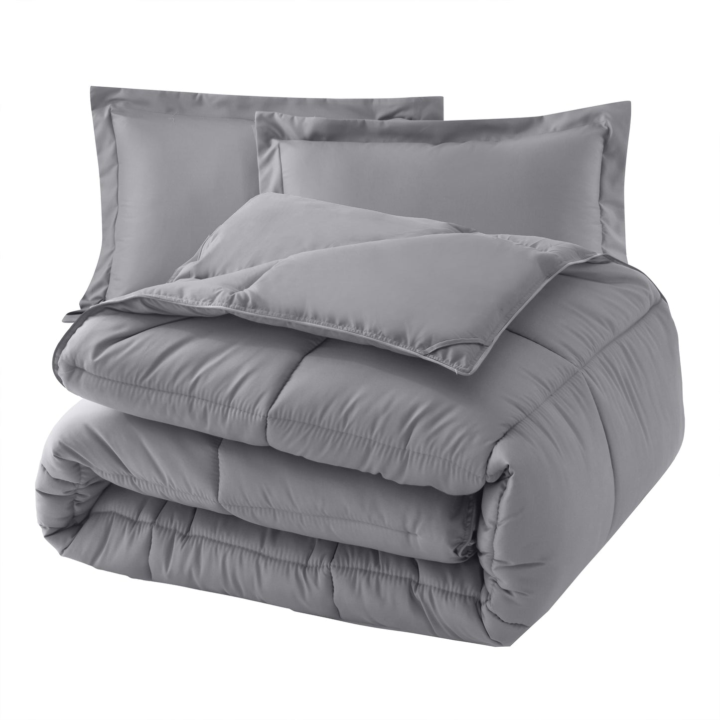 Elegant Comfort 3-Piece Box Stitched Comforter & Shams - Duvet Insert with 4 Corner Tabs