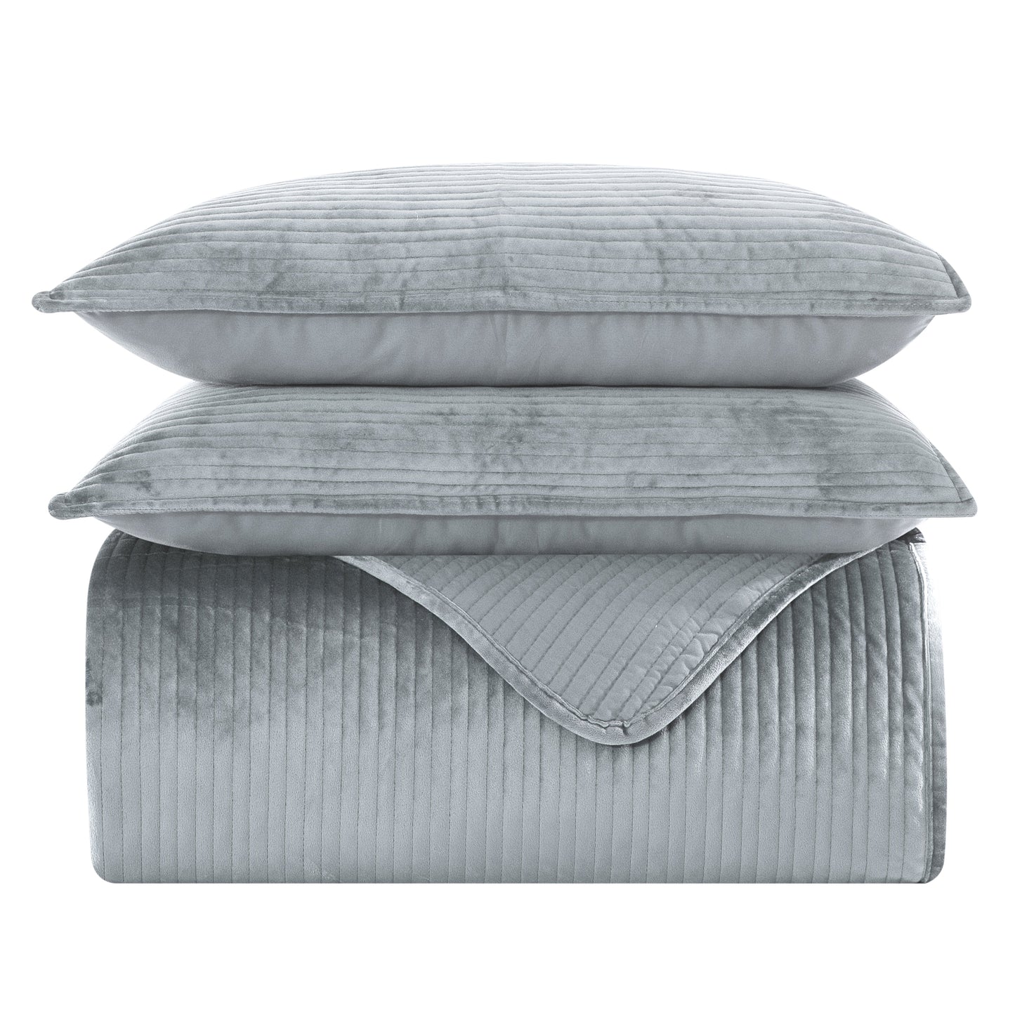 Elegant Comfort 3-Piece Velvet Corduroy Stripe Quilted Bedspread Coverlet Set