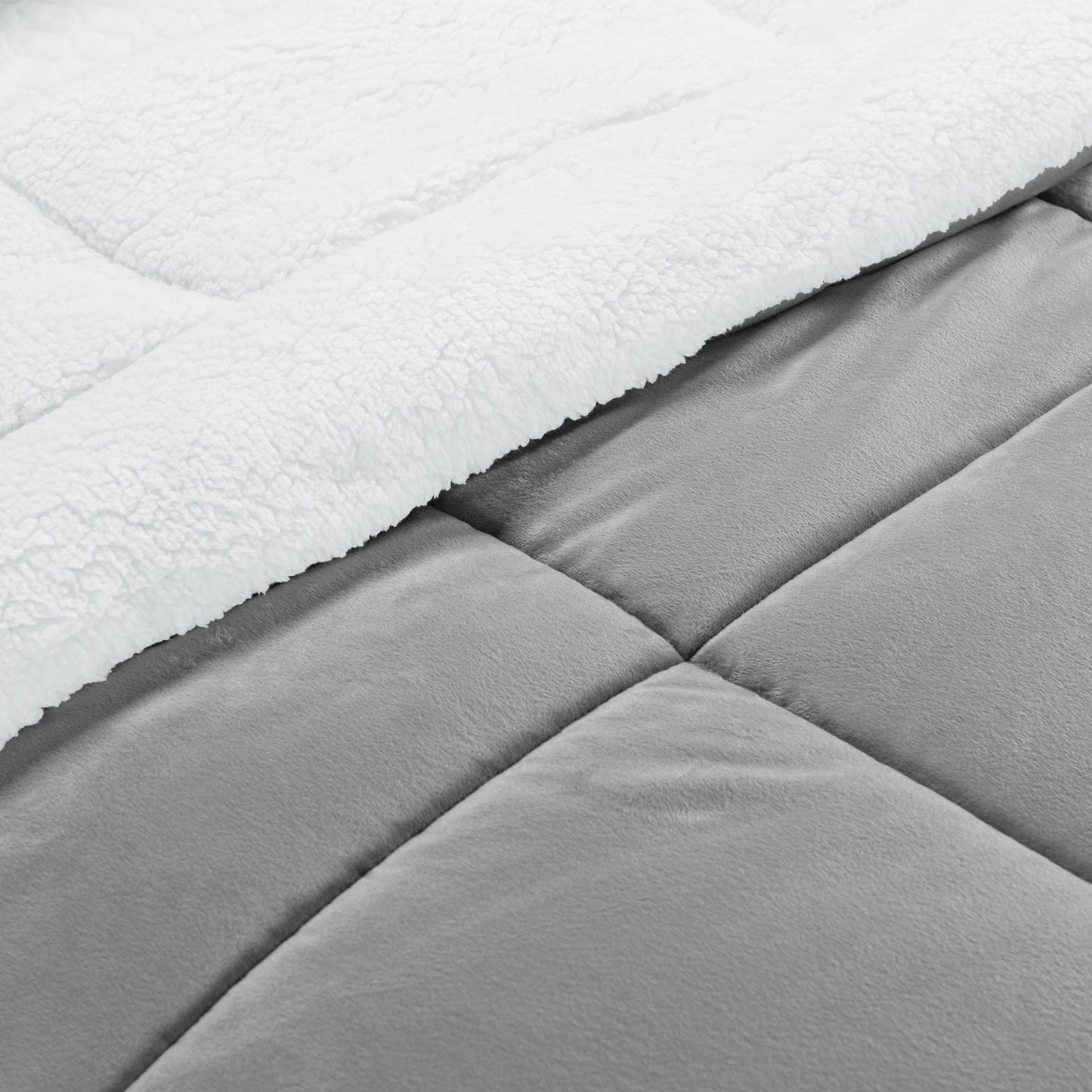 Elegant Comfort 3-Piece Stripe Micro-Suede Reversible Sherpa - Comforter Set