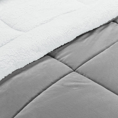 Elegant Comfort 3-Piece Stripe Micro-Suede Reversible Sherpa - Comforter Set