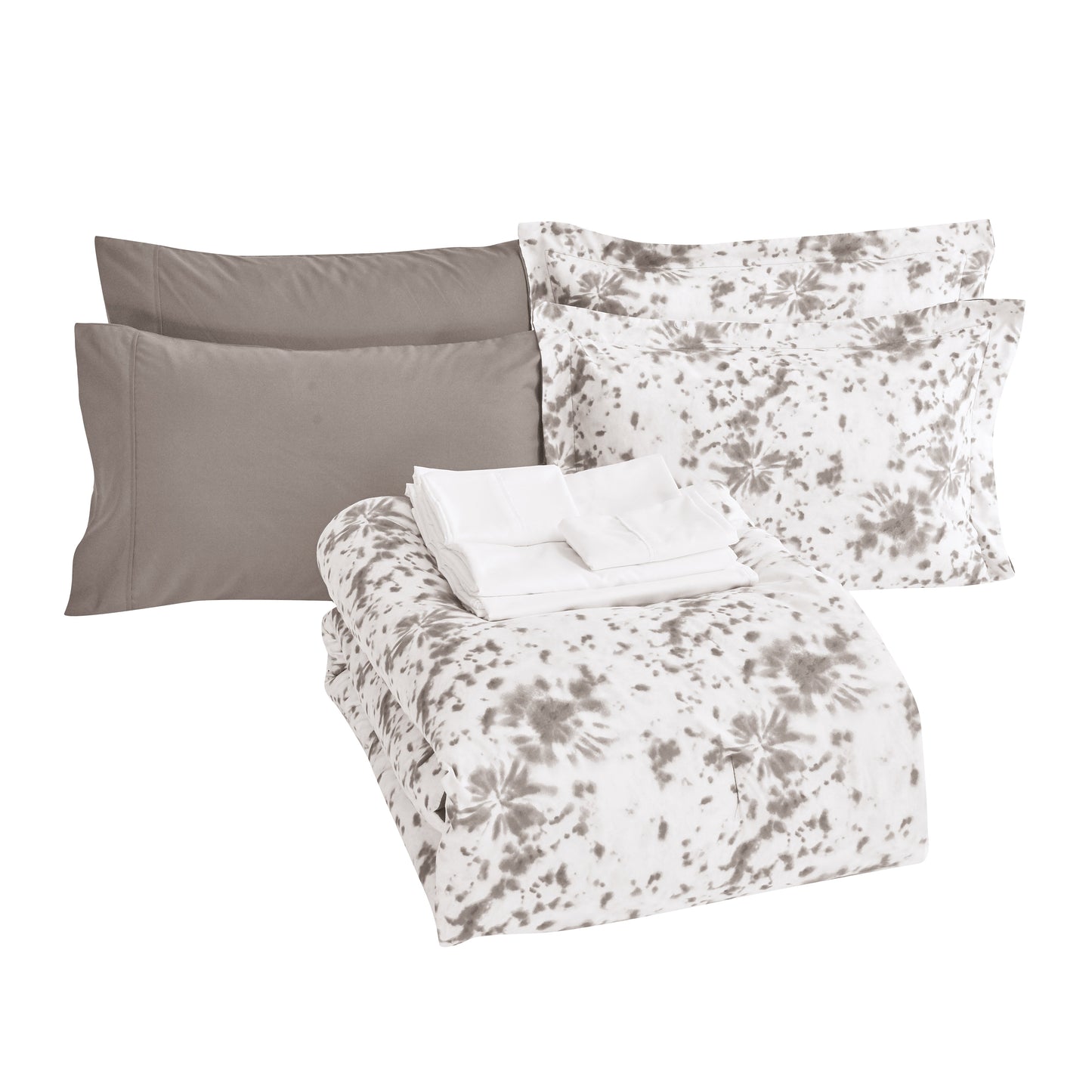 Elegant Comfort 10-Piece Tie-Dye Comforter Set, Includes 6-Piece Sheet Set with Double Sided Storage Pockets