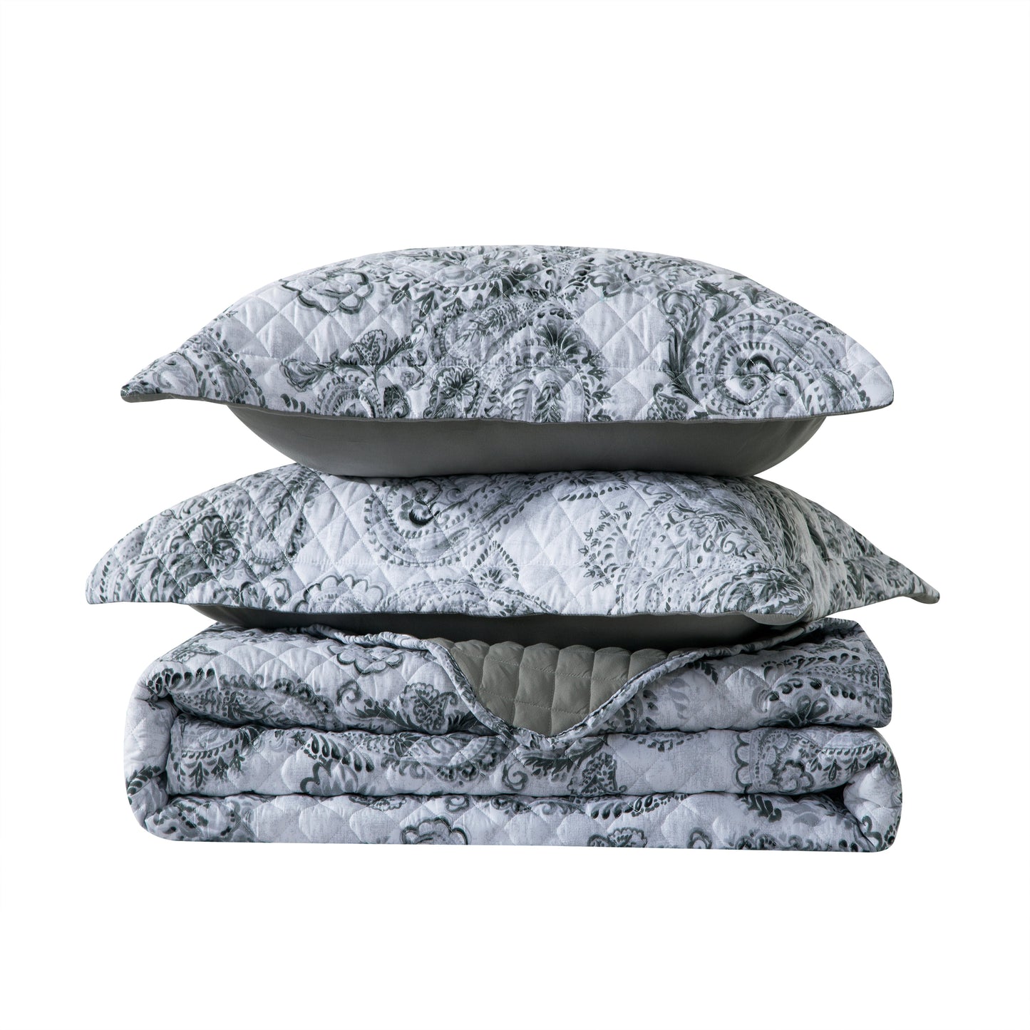 Elegant Comfort 3-Piece Paisley Quilted Reversible Bedspread Coverlet Set