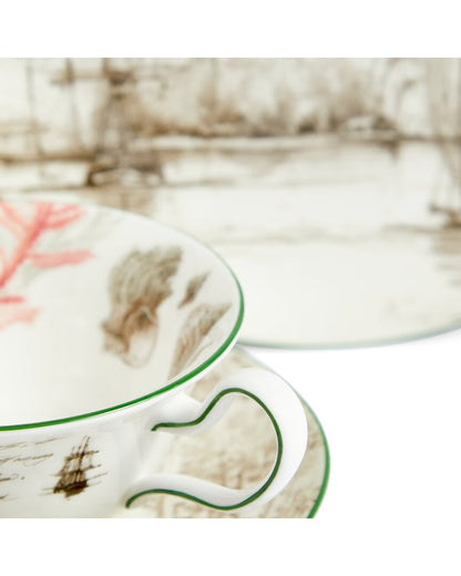 Wedgwood 3Pc Darwin Voyage of the Beagle Tahiti Teacup, Saucer & Plate Set