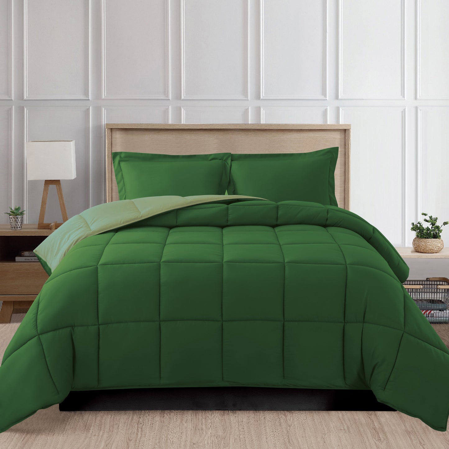 Elegant Comfort Reversible 3-Piece Box Stitched Comforter & Shams - Duvet Insert with 4 Corner Tabs