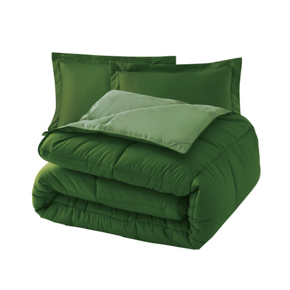 Elegant Comfort Reversible 3-Piece Box Stitched Comforter & Shams - Duvet Insert with 4 Corner Tabs