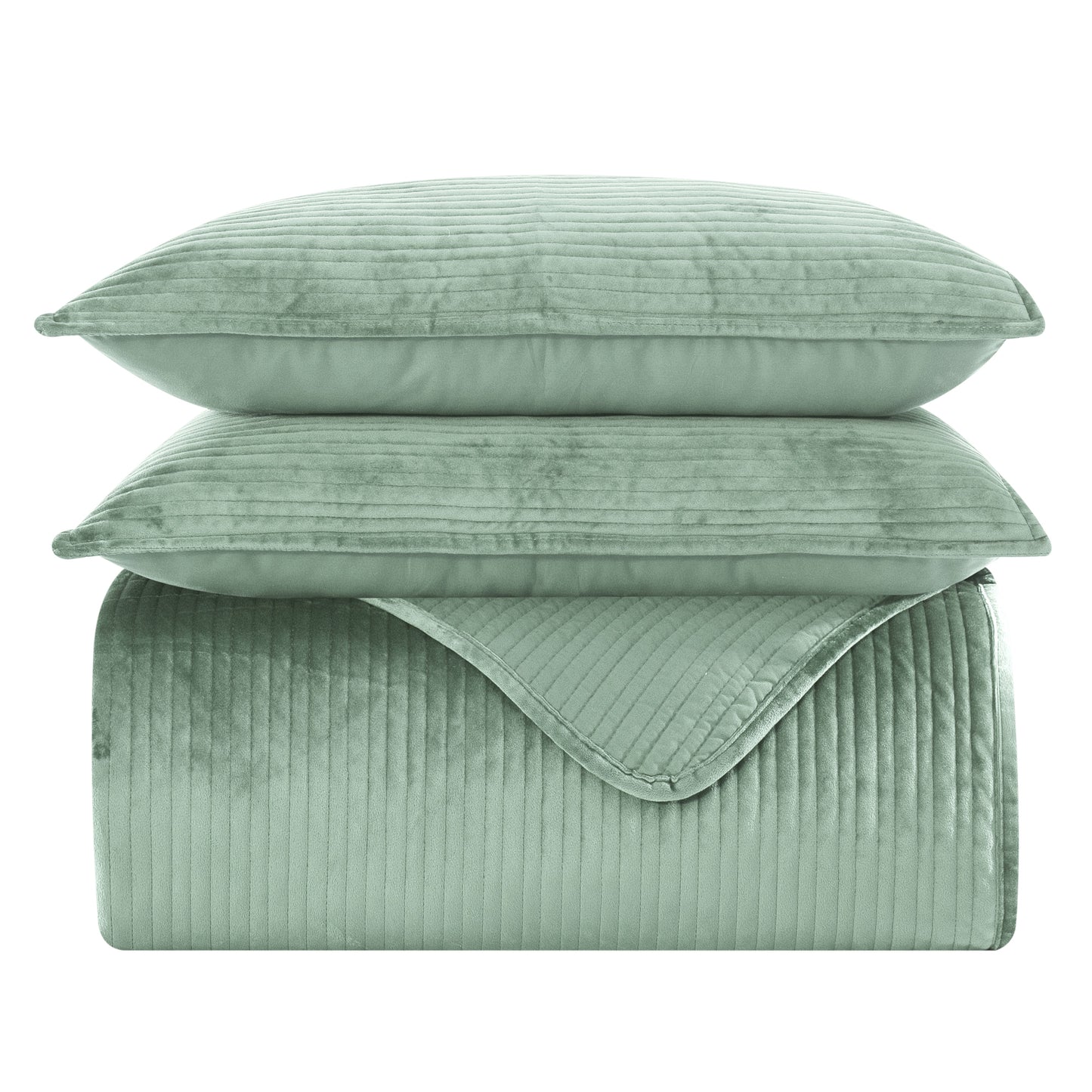 Elegant Comfort 3-Piece Velvet Corduroy Stripe Quilted Bedspread Coverlet Set