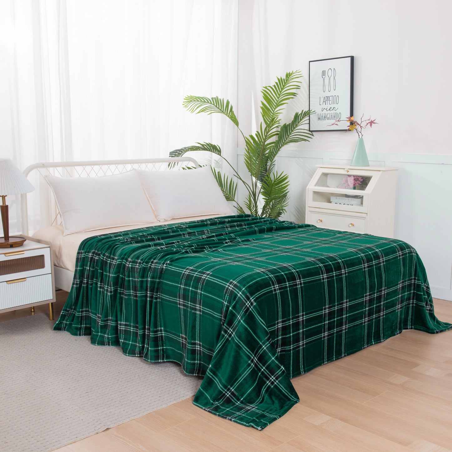 Elegant Comfort Plaid Printed Velvet Plush Fleece Blanket Plaid Design