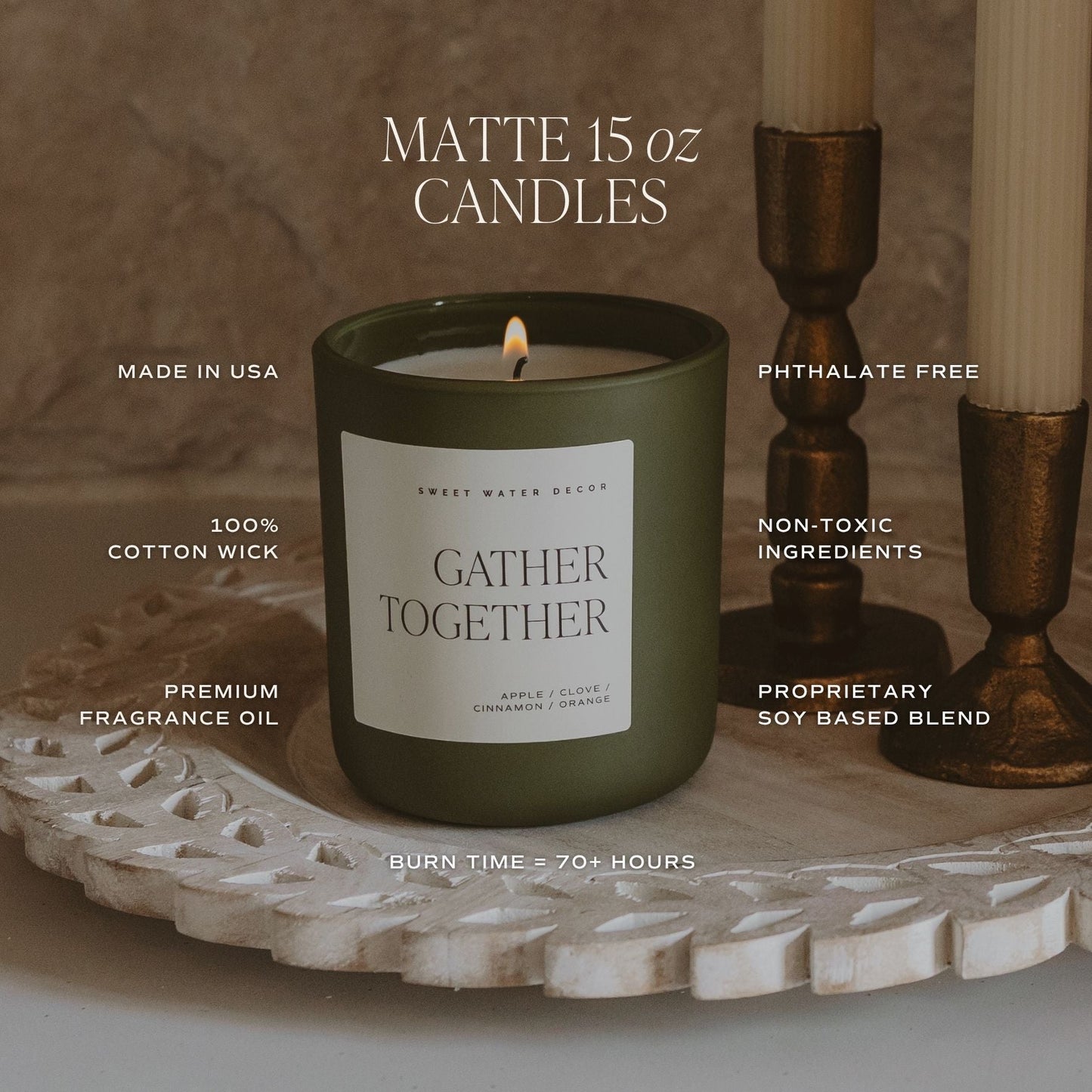Gather Together Soy Candle - Olive Matte Jar - 15 oz