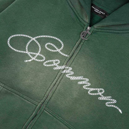 Common Hype Cropped Fleece Zip Up Hoodie Forrest Green