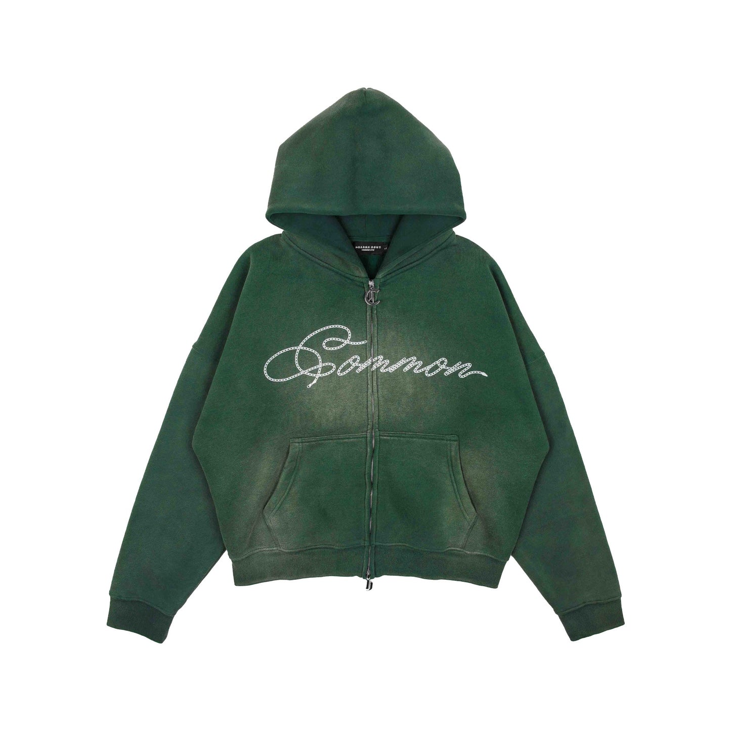 Common Hype Cropped Fleece Zip Up Hoodie Forrest Green