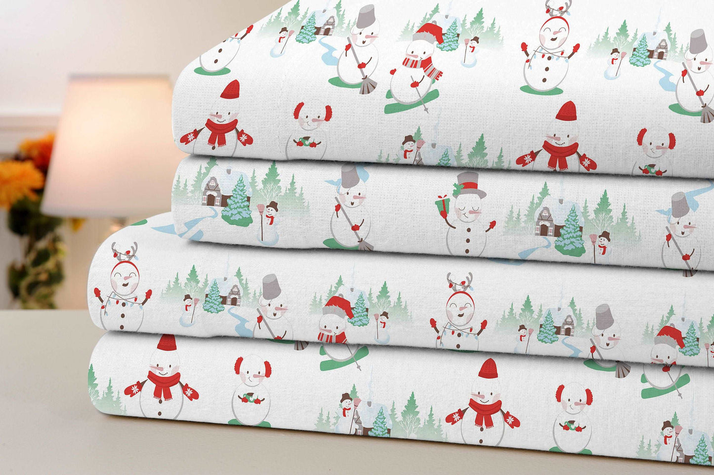 Bibb Home Printed Cotton 4 Piece Sheet Set