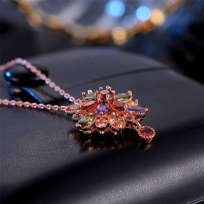 Jewel-tone Crystal & Rose Goldtone Geo-Drop Necklace