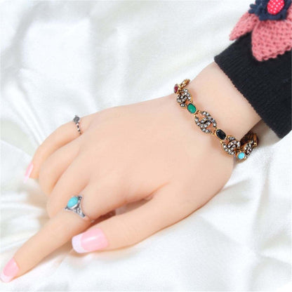 Cubic Zirconia & Resin Goldtone Multicolor Oval Station Bracelet