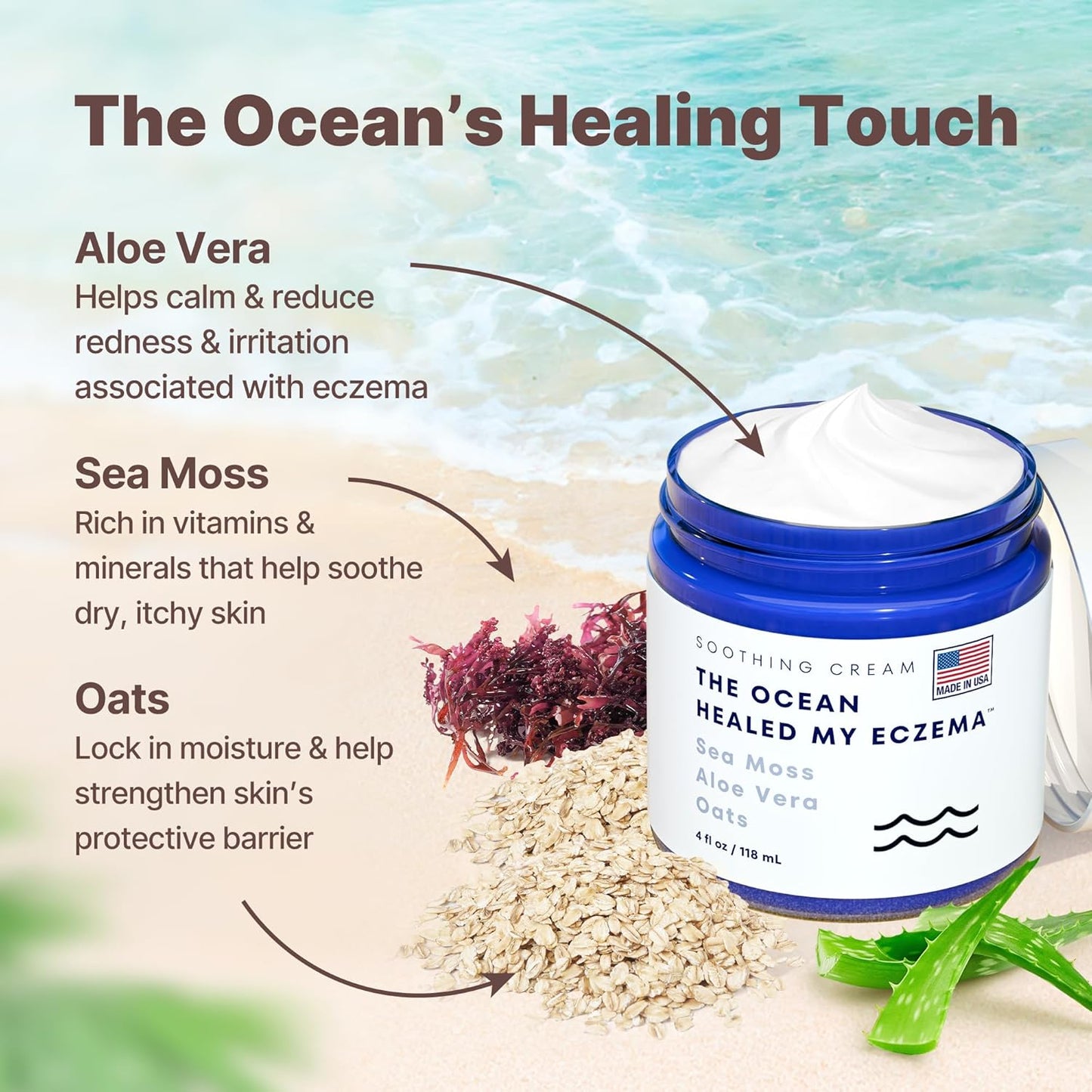 The Ocean Healed My Eczema by HBTO, 4 Oz Soothing Cream