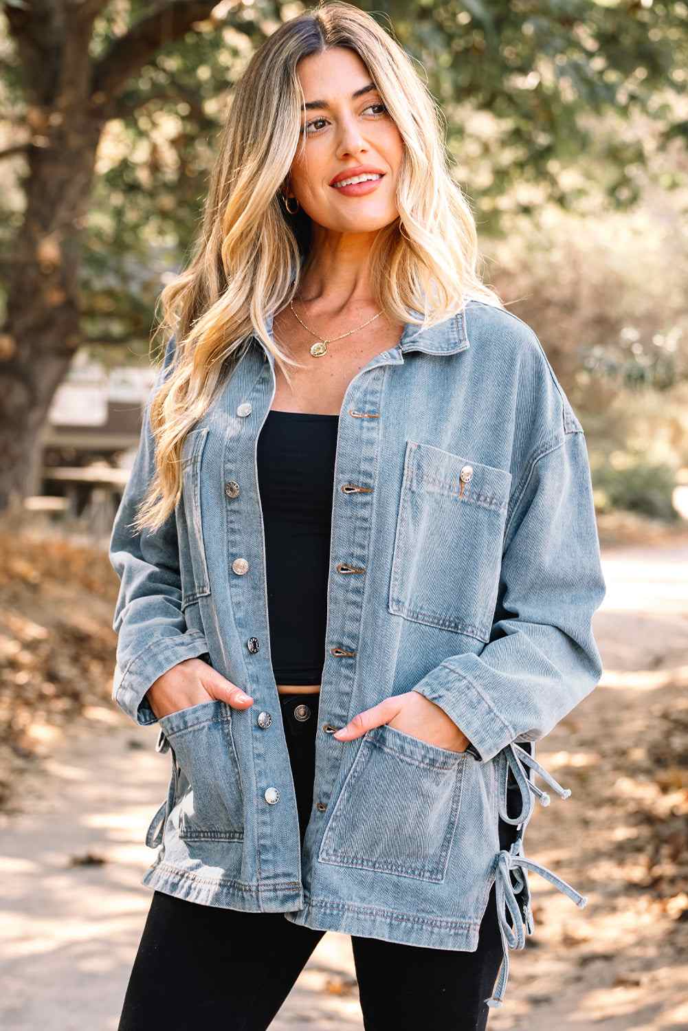 Harper up Boyfriend Style Jacket - Beau Blue / M - 8/10