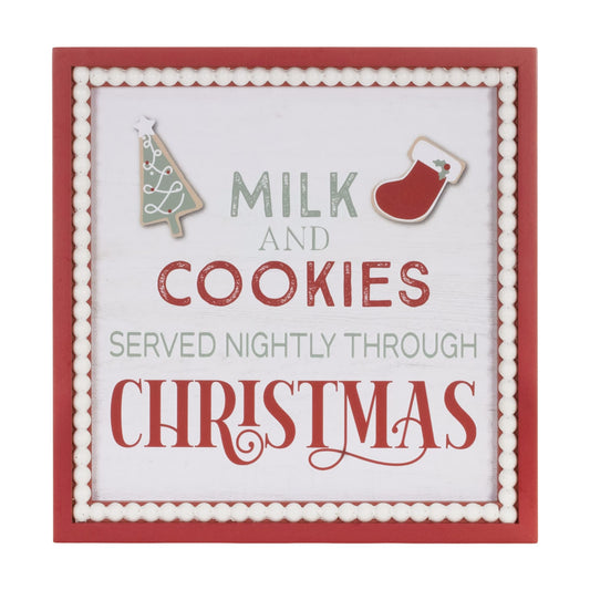 Melrose International Framed Milk and Cookies Wall Sign 15"SQ