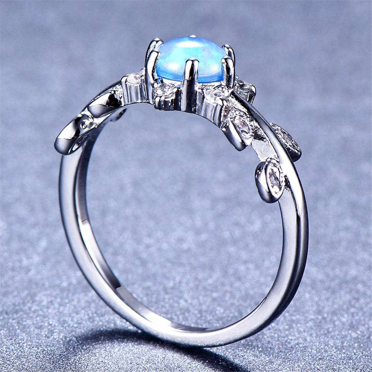 Blue Opal & Cubic Zirconia Botany Ring