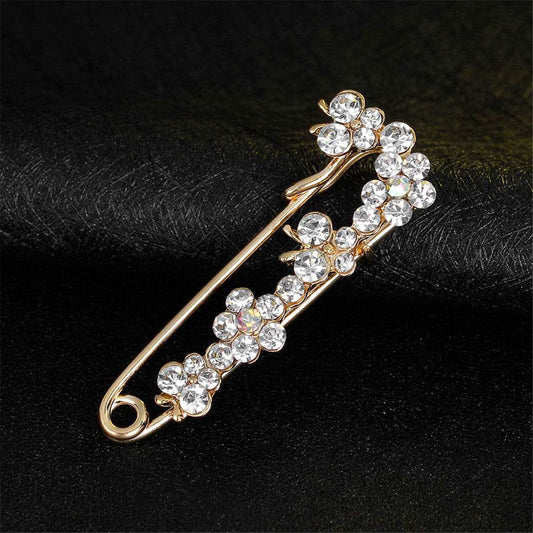 Cubic Zirconia & Goldtone Linking Butterfly Pin Brooch
