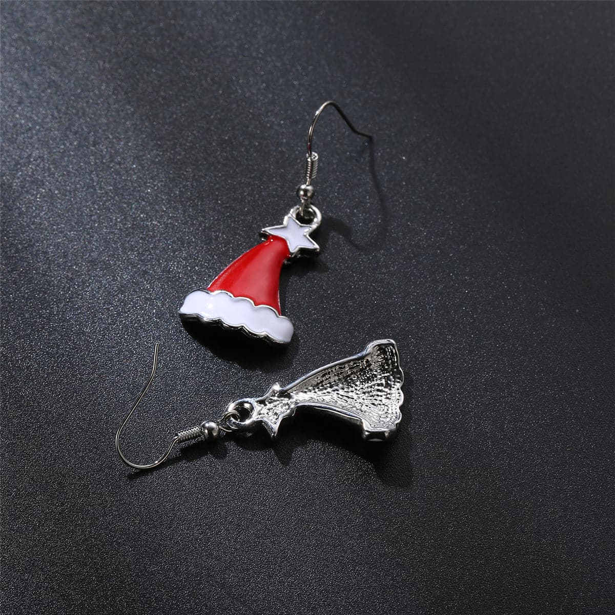 Silvertone Hat Drop Earrings