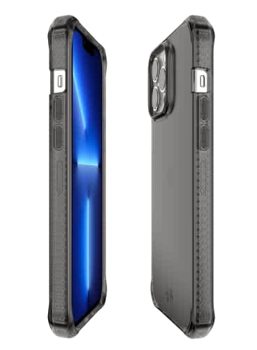 Itskins Spectrum // Clear Protective Phone Case Compatible with Iphone 13 Pro, Slim Hybrid Case, Anti-Yellowing, and Heavy Duty Shockproof Cover, Military Phone Case - Smoke