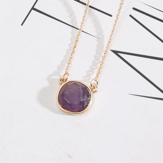 Purple Crystal & Goldtone Pendant Necklace