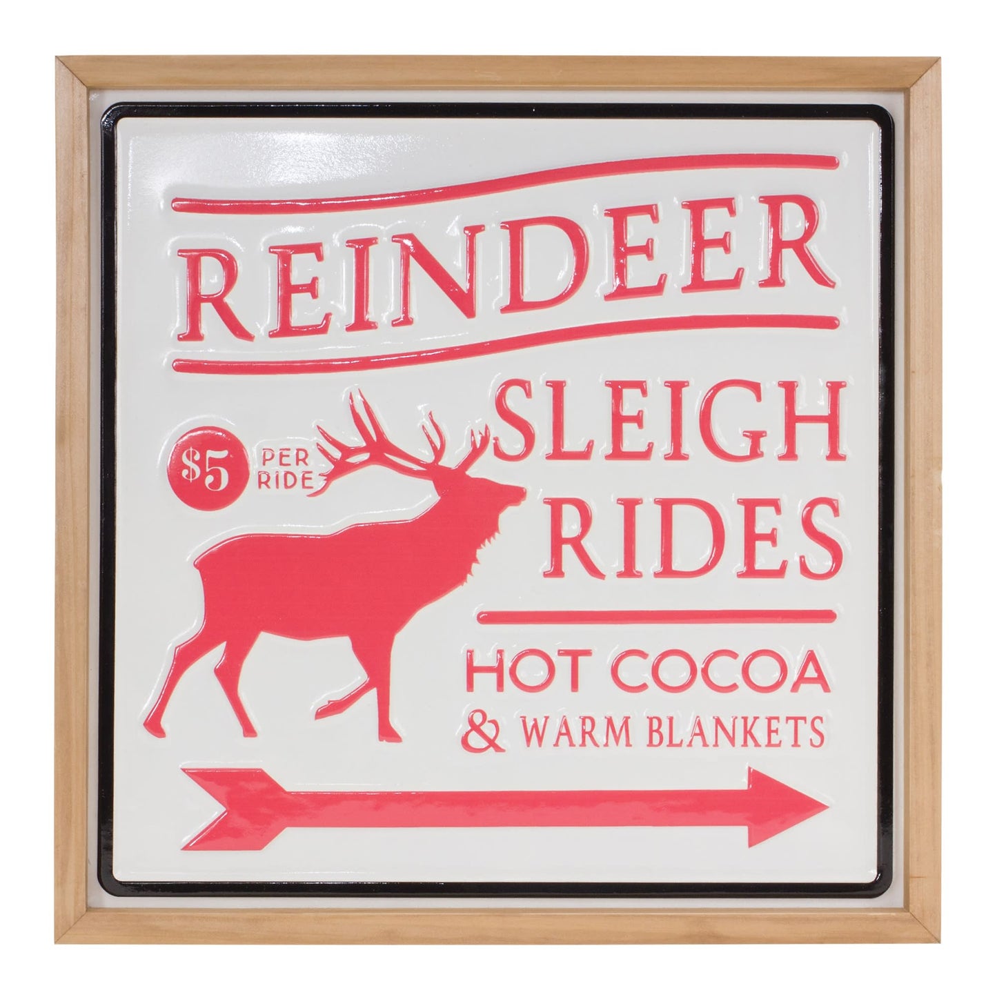 Melrose International Reindeer Rides Wall Sign 15.5"SQ