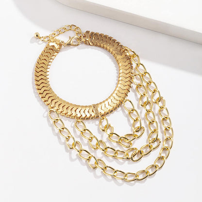 Goldtone Snake Chain Layered-Tassel Anklet
