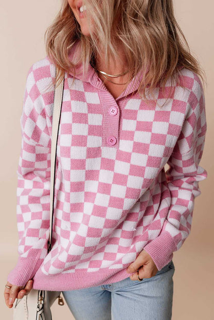 Thea Collar Drop Shoulder Sweater - Pink / L - 12/14