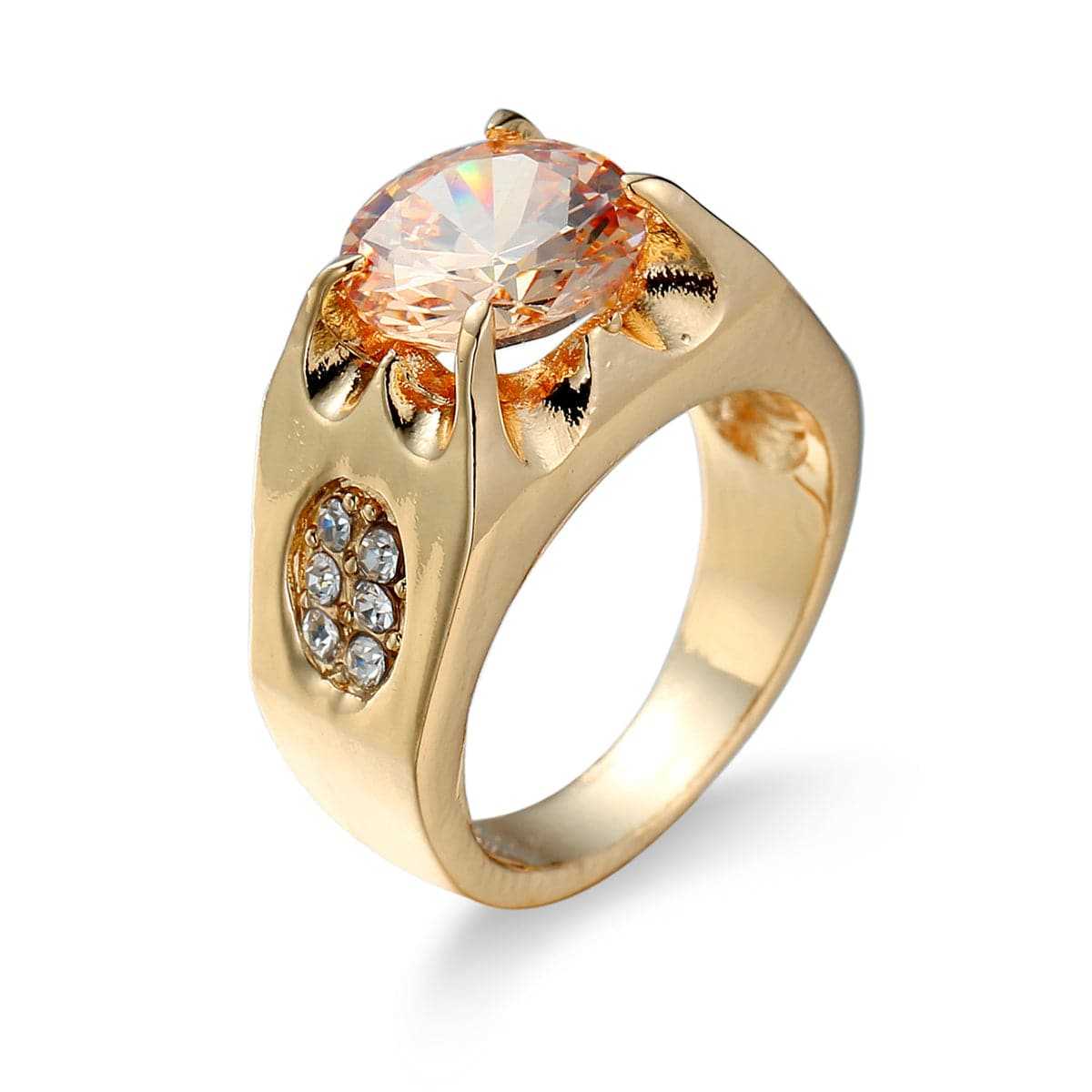 Champagne Crystal & Cubic Zirconia Goldtone Ring