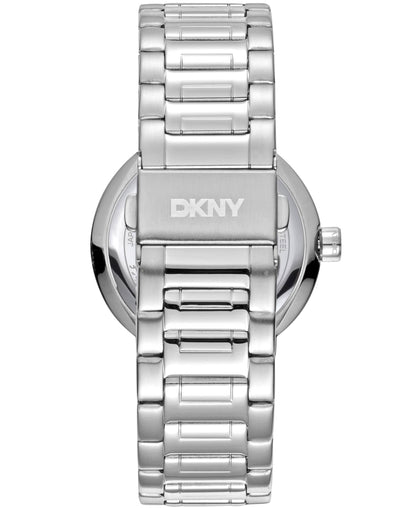Dkny Women Watch, Silver Color Case, Blue Dial, Stainless Steel Metal Bracelet, 3 Hands, 5 Atm-5