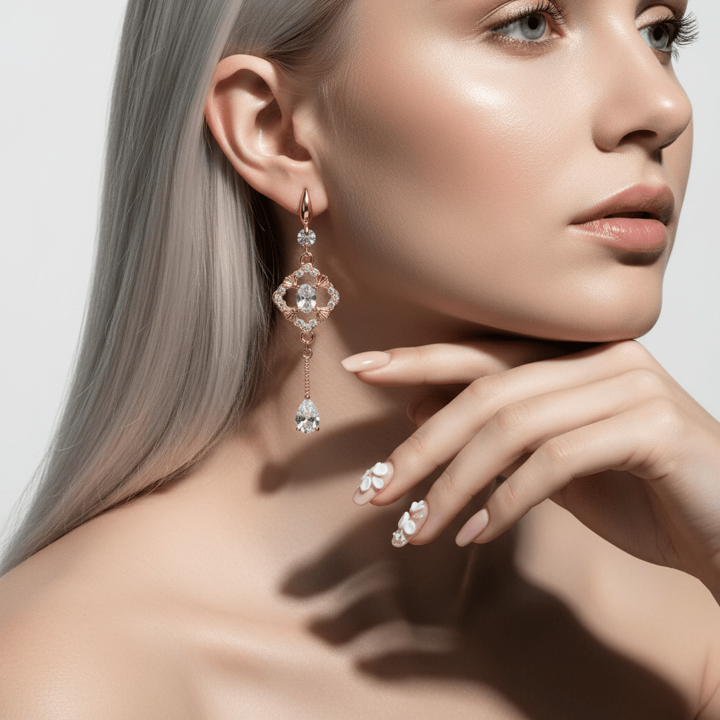 White Crystal & Cubic Zirconia Goldtone Rhombus Drop Dangle Earrings