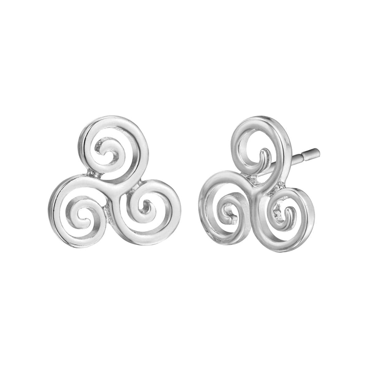 Silvertone Open Swirls Stud Earrings
