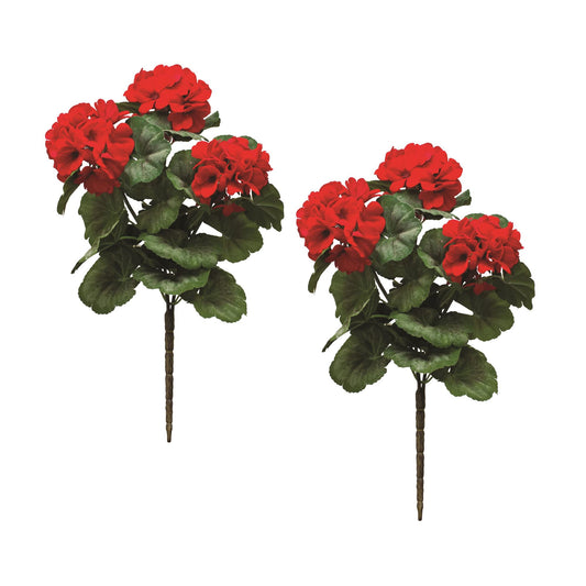 Melrose International Red Geranium Floral Bush (Set of 2)