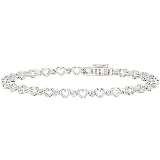 Diamond Cut and Hearts Bracelet